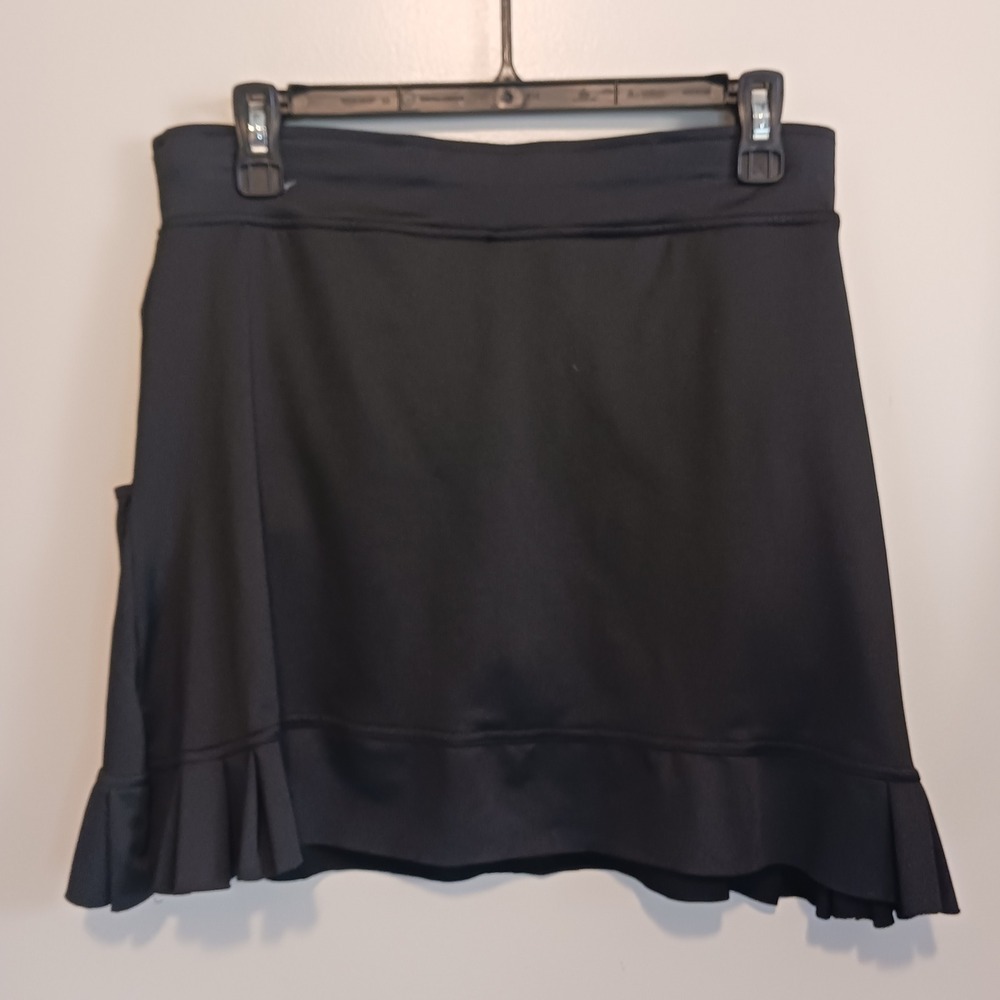 Emerald 18 Goth Dark Academia Witchy Black Pleated Ruffle Hem Mini Skirt S - Picture 4 of 5